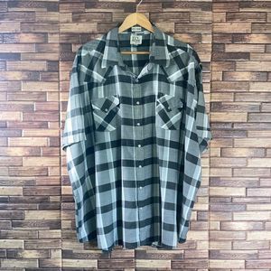 Vintage Mens Ely Cattleman 4XL Western Short Sleeve Button Down Shirt Black/Gray